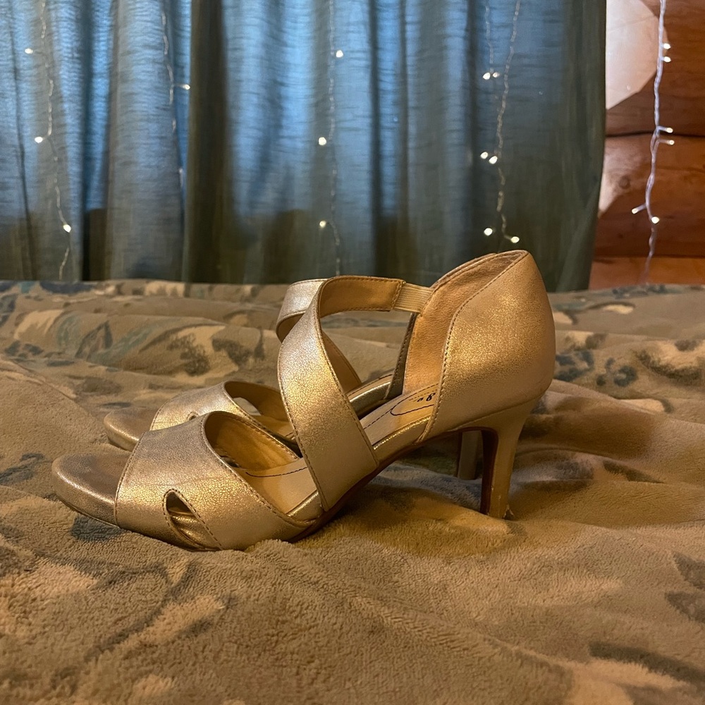 silver high heels
